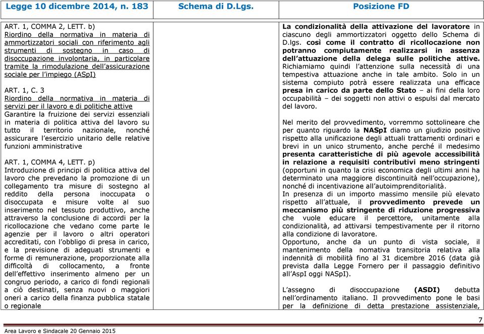 assicurazione sociale per l impiego (ASpI) ART. 1, C.