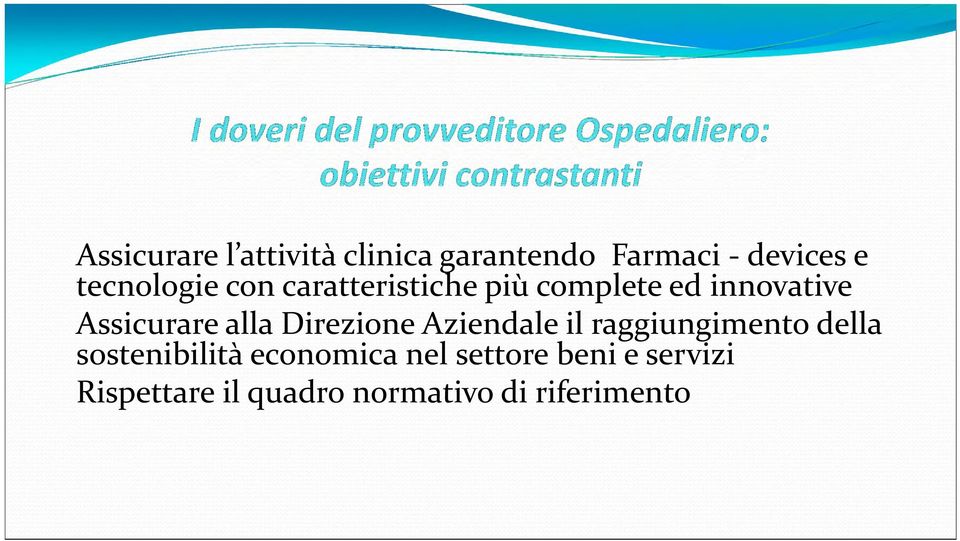 alla Direzione Aziendale il raggiungimento della sostenibilità