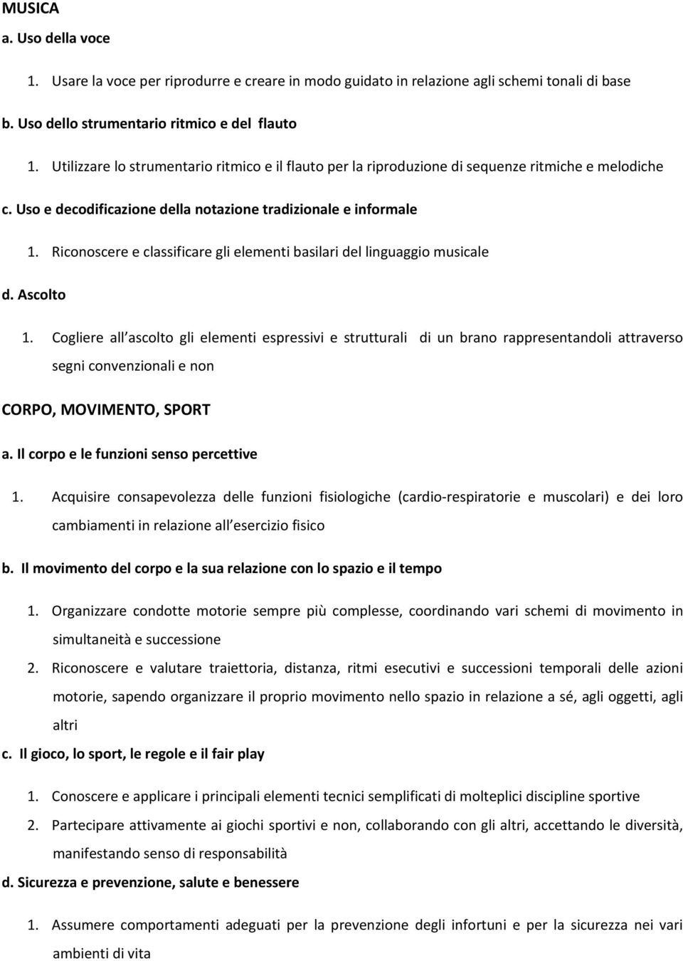 Riconoscere e classificare gli elementi basilari del linguaggio musicale d. Ascolto 1.