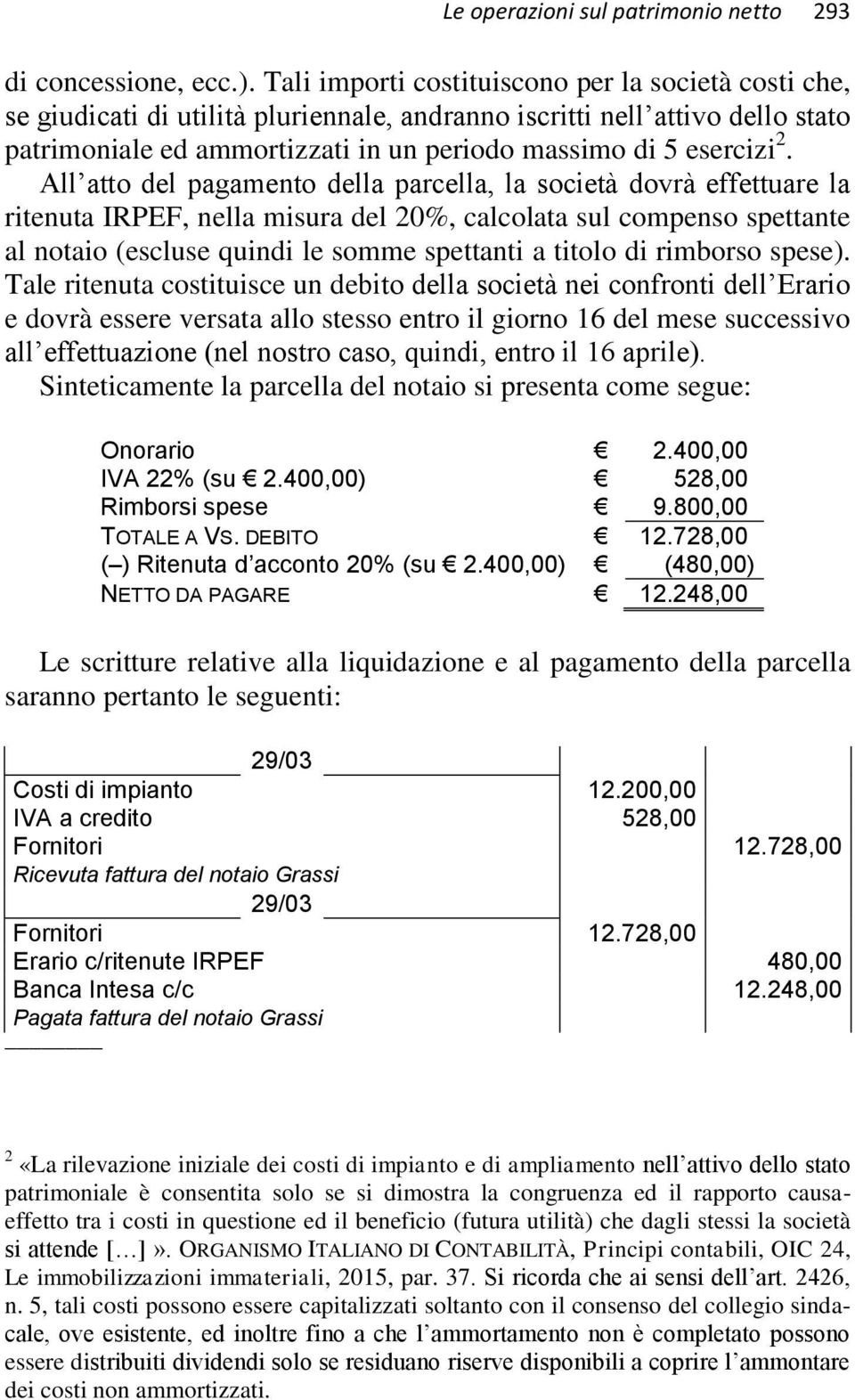 All atto del pagamento della parcella, la società dovrà effettuare la ritenuta IRPEF, nella misura del 20%, calcolata sul compenso spettante al notaio (escluse quindi le somme spettanti a titolo di