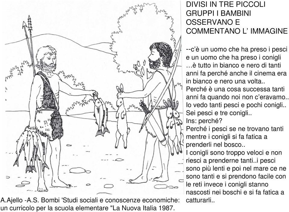 . Perché è una cosa successa tanti anni fa quando noi non c eravamo.. Io vedo tanti pesci e pochi conigli.. Sei pesci e tre conigli.. Ins: perché?