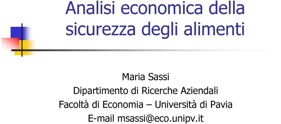 Ricerche Aziendali Facoltà di Economia