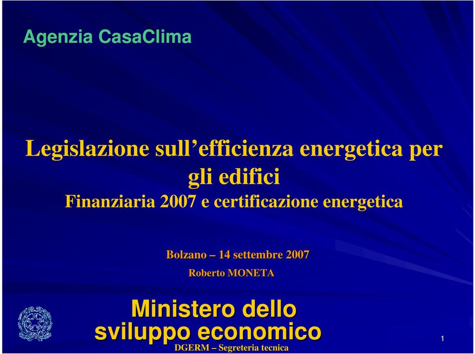 certificazione energetica Bolzano 14 settembre 2007