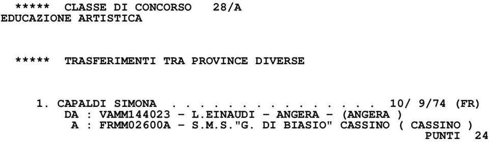 EINAUDI - ANGERA - (ANGERA ) A : FRMM02600A - S.M.S."G.