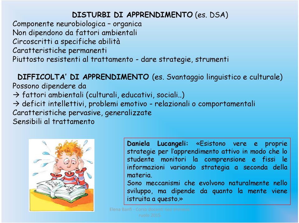 DIFFICOLTA DI APPRENDIMENTO (es. Svantaggo lngustco e culturale) Possono dpendere da fattor ambental (cultural, educatv, socal.