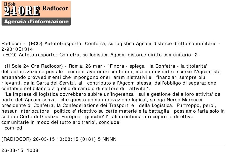 impongono oneri amministrativi e finanziari sempre piu' rilevanti, dalla Carta dei Servizi, al contributo all'agcom stessa, dall'obbligo di separazione contabile nel bilancio a quello di cambio di