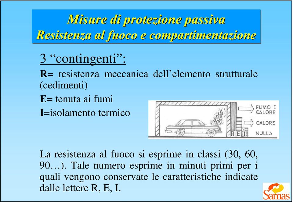 termico La resistenza al fuoco si esprime in classi (30, 60, 90 ).