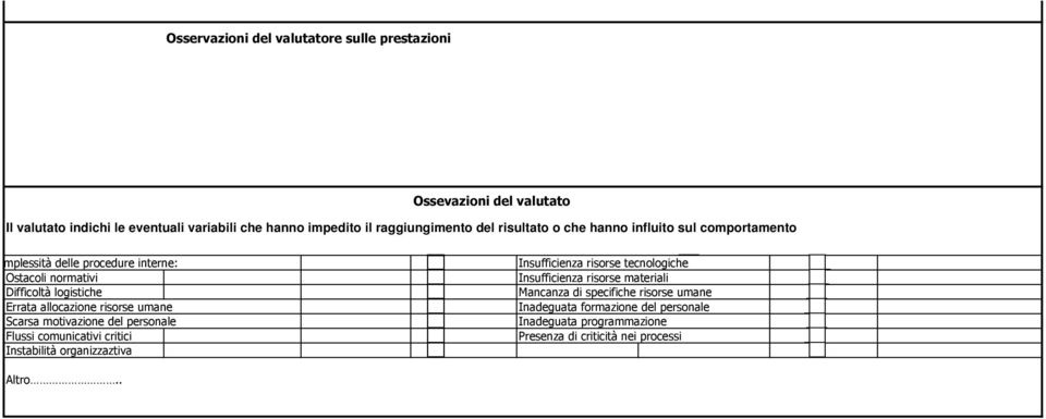 risorse umane Scarsa motivazione del personale Flussi comunicativi critici Instabilità organizzaztiva Insufficienza risorse tecnologiche