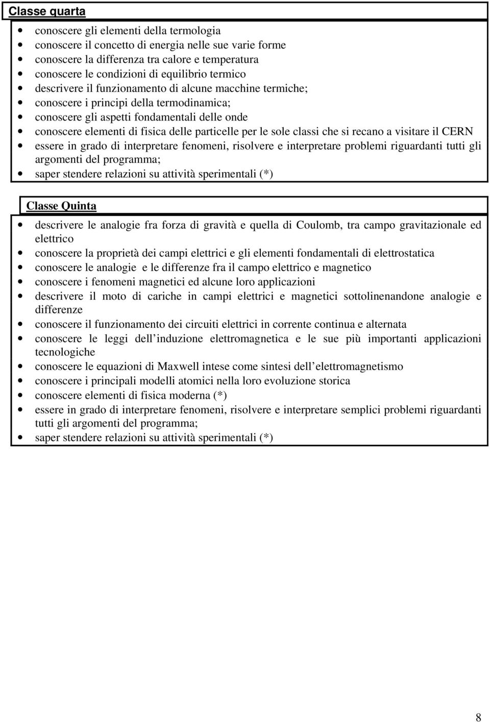 per le sole classi che si recano a visitare il CERN essere in grado di interpretare fenomeni, risolvere e interpretare problemi riguardanti tutti gli argomenti del programma; saper stendere relazioni