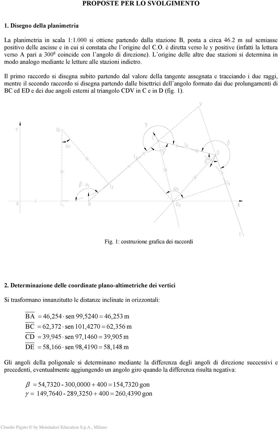 Il prmo raccordo s dsegna subto partendo dal valore della tangente assegnata e traccando due ragg, mentre l secondo raccordo s dsegna partendo dalle bsettrc dell angolo formato da due prolungament d