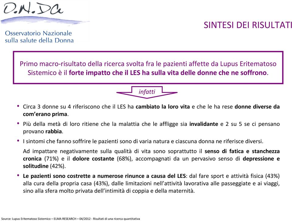 Più della metà di loro ritiene che la malattia che le affligge sia invalidante e 2 su 5 se ci pensano provano rabbia.