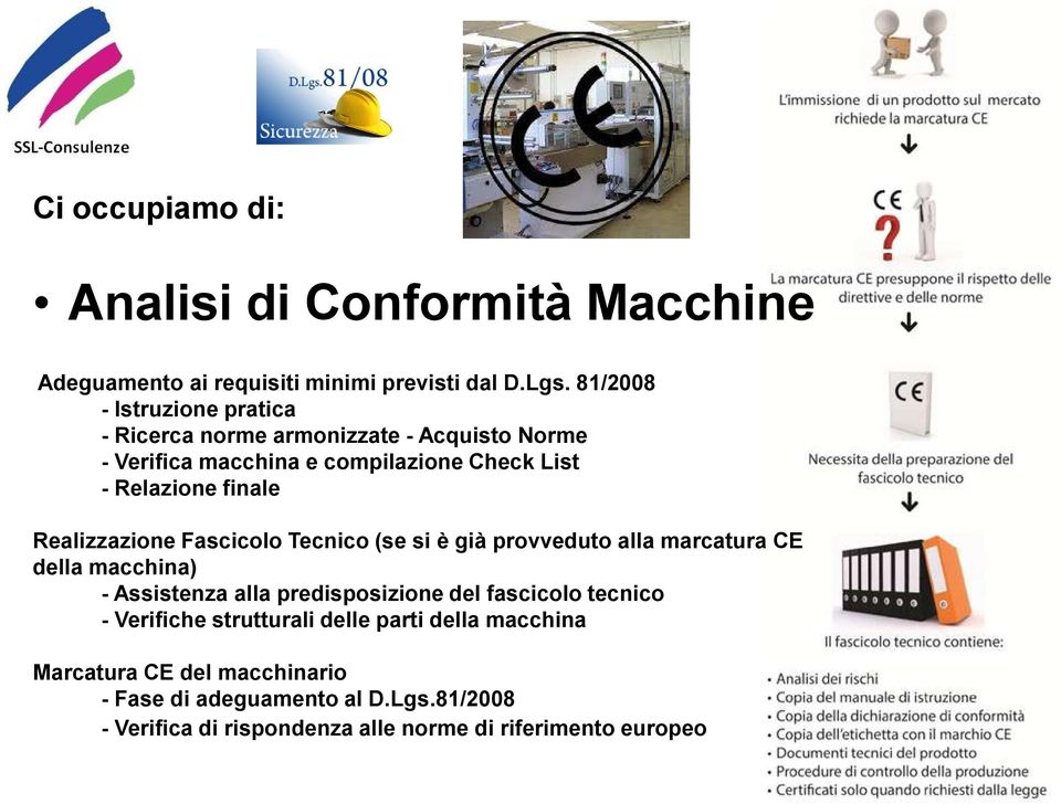 finale Realizzazione Fascicolo Tecnico (se si è già provveduto alla marcatura CE della macchina) - Assistenza alla predisposizione del