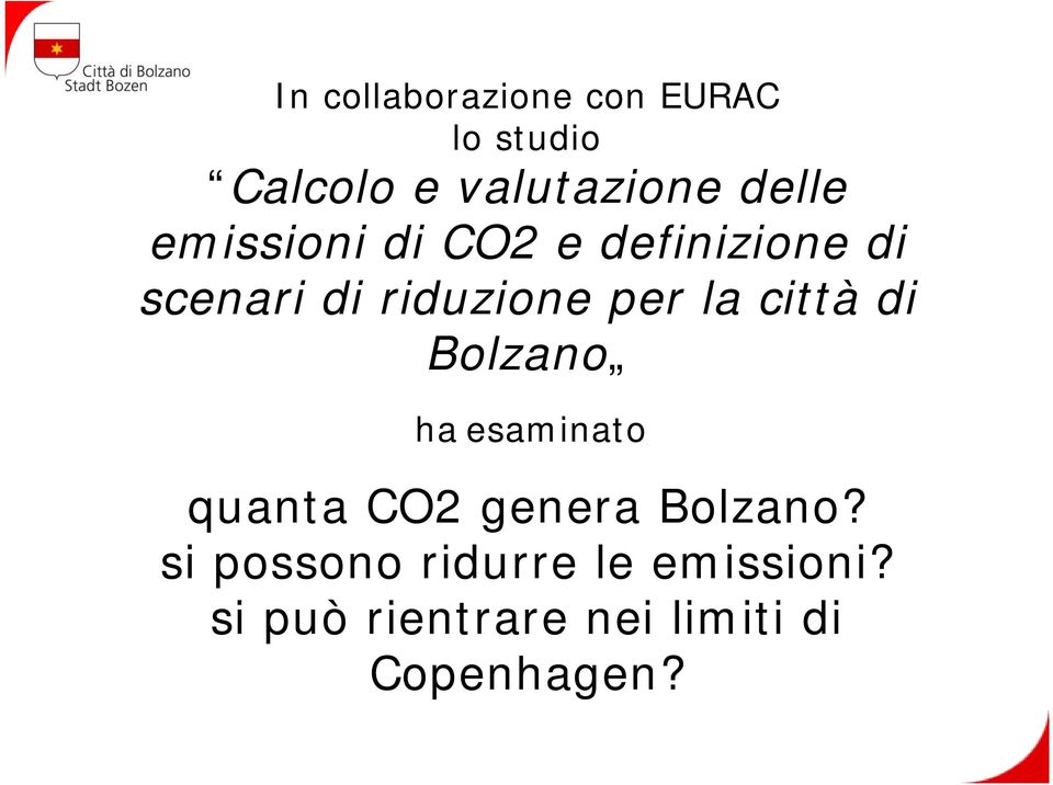 la città di Bolzano ha esaminato quanta CO2 genera Bolzano?