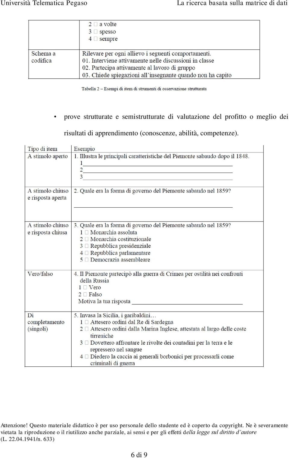 dei risultati di apprendimento