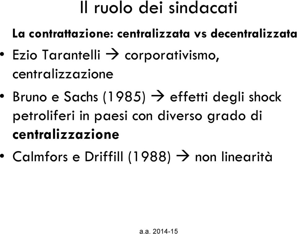 Bruno e Sachs (1985) à effetti degli shock petroliferi in paesi con