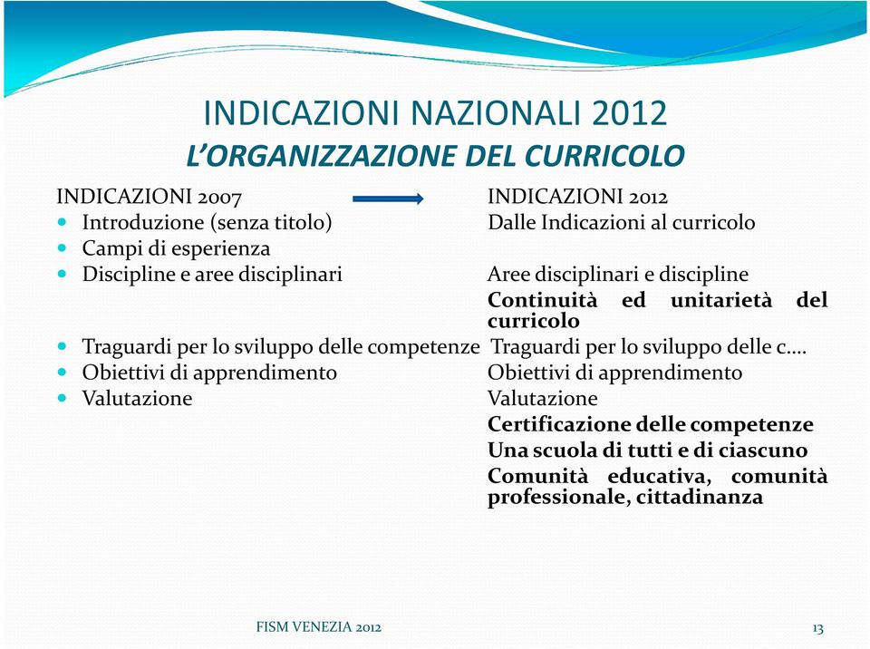 sviluppo delle competenze Traguardi per lo sviluppo delle c.