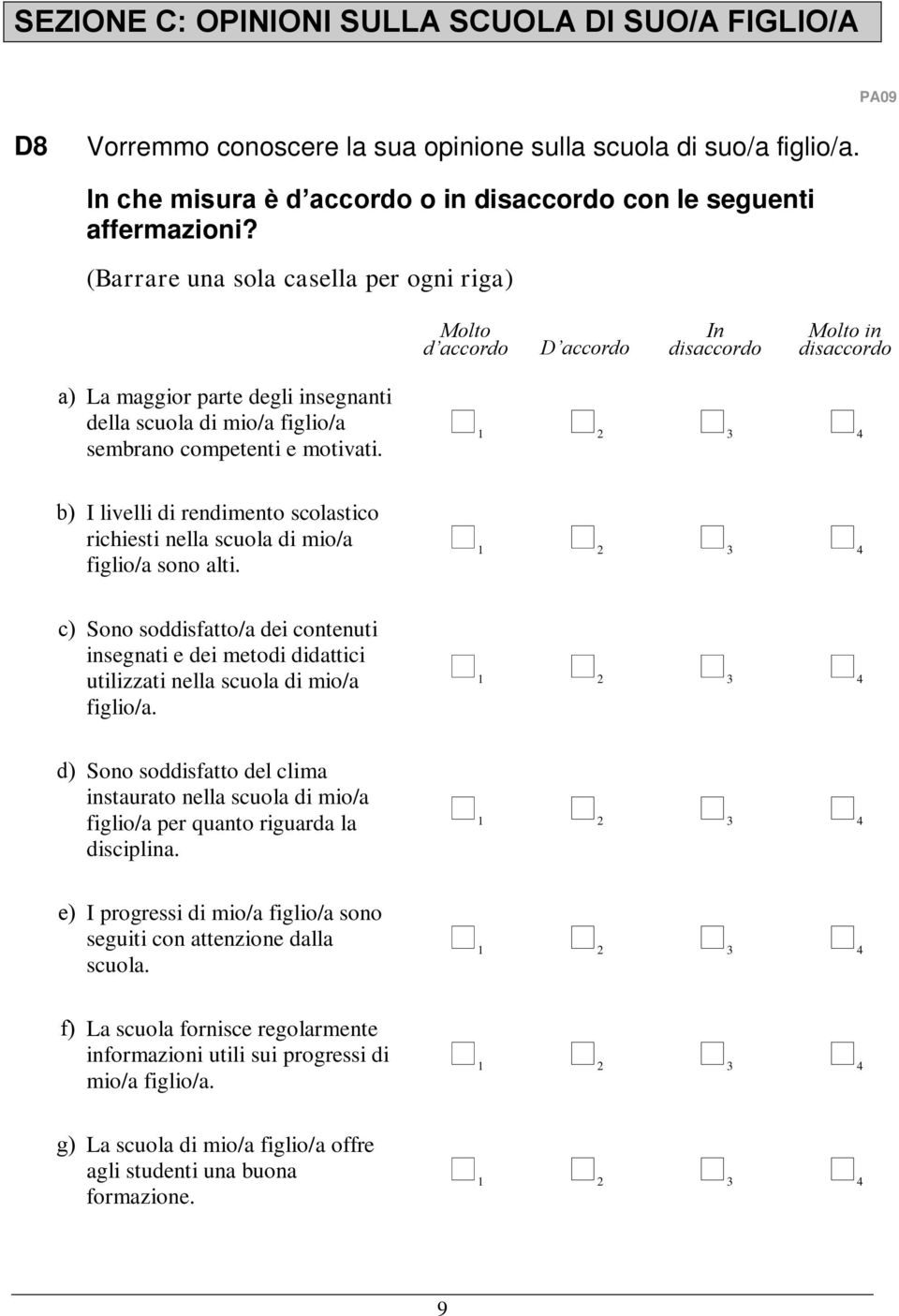 3 4 b) I livelli di rendimento scolastico richiesti nella scuola di mio/a figlio/a sono alti.