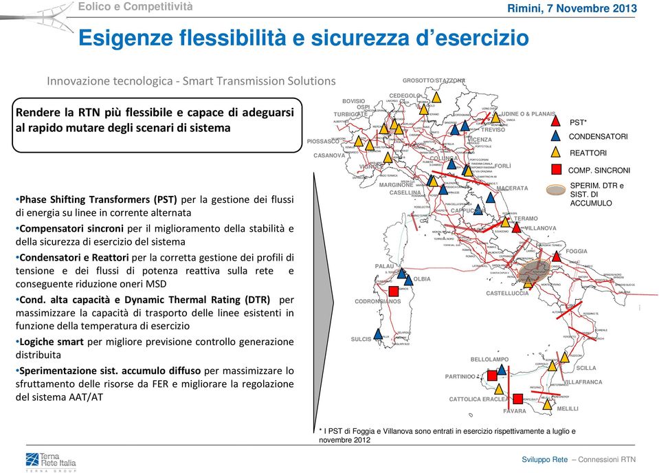 stabilità e della sicurezza di esercizio del sistema Condensatori e Reattori per la corretta gestione dei profili di tensione e dei flussi di potenza reattiva sulla rete e conseguente riduzione oneri