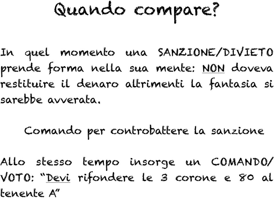 doveva restituire il denaro altrimenti la fantasia si sarebbe avverata.