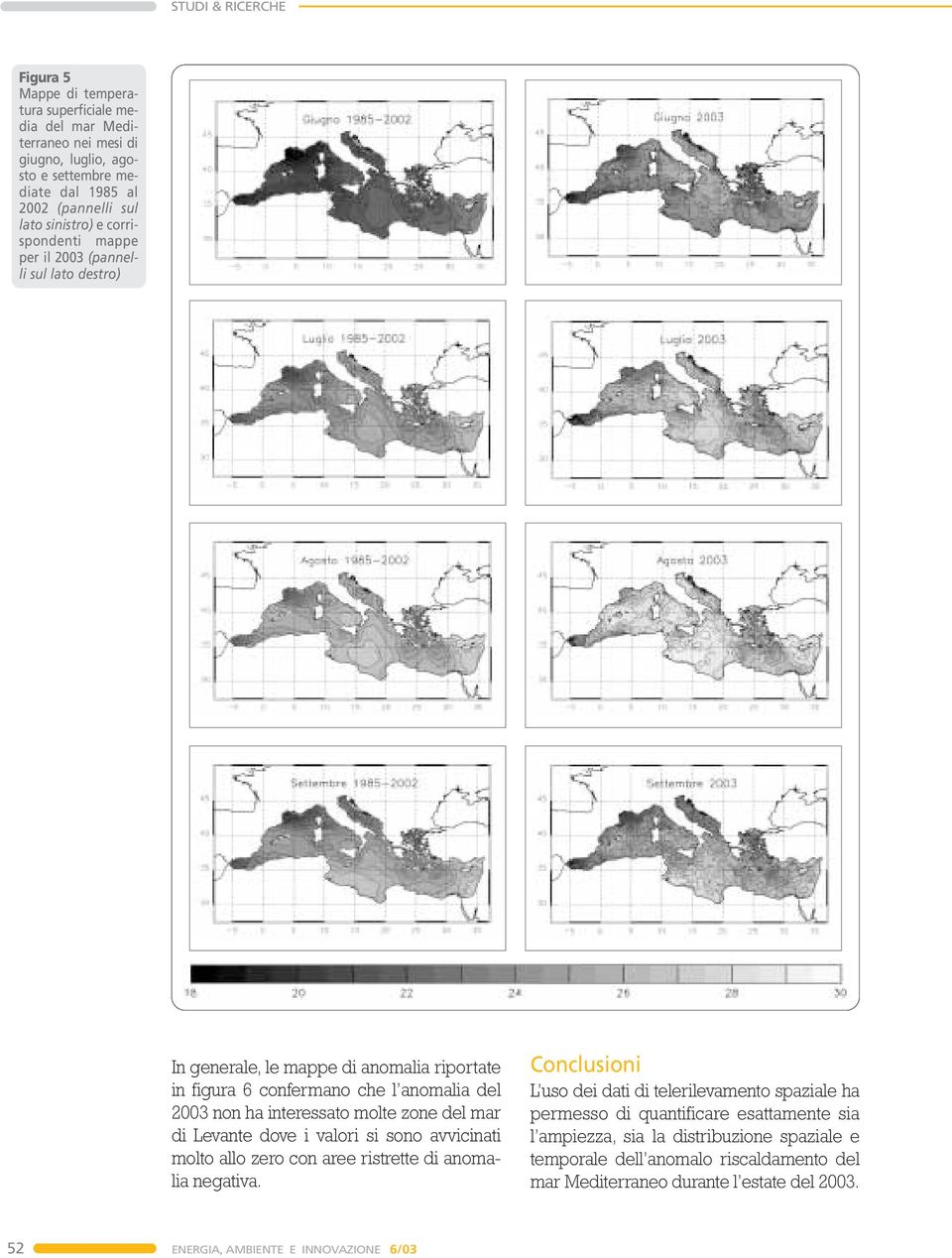 del mar di Levante dove i valori si sono avvicinati molto allo zero con aree ristrette di anomalia negativa.