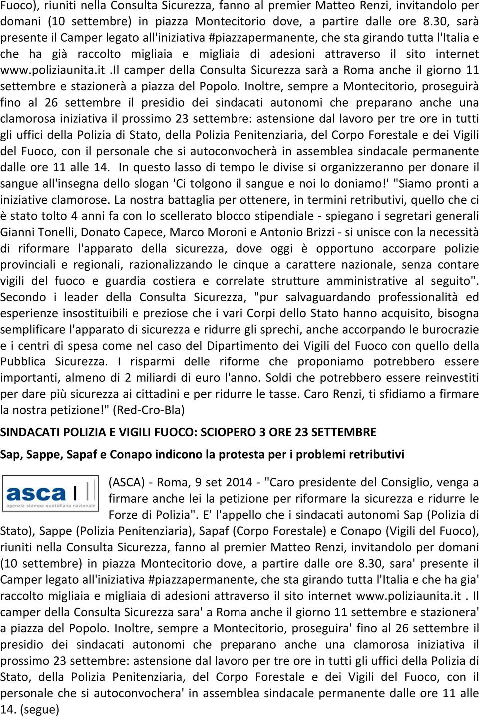 it.il camper della Consulta Sicurezza sarà a Roma anche il giorno 11 settembre e stazionerà a piazza del Popolo.