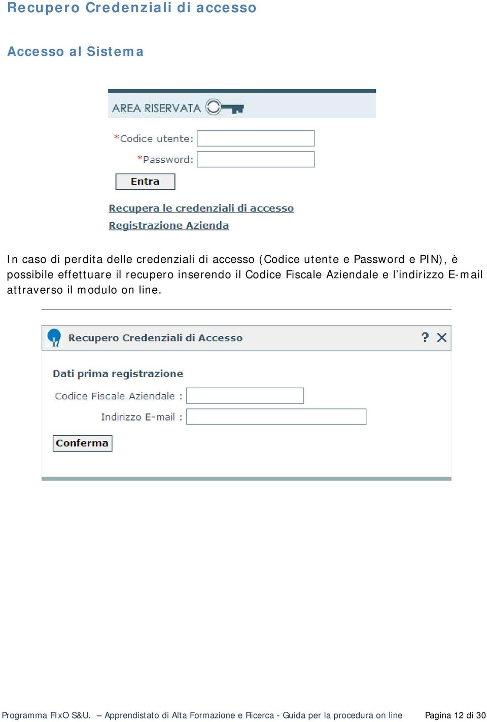 Codice Fiscale Aziendale e l indirizzo E-mail attraverso il modulo on line.