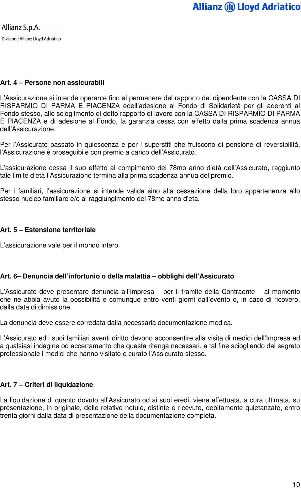 scadenza annua dell Assicurazione.