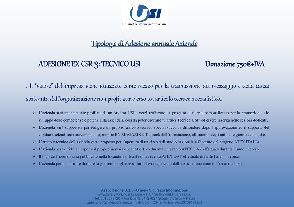 competenze e potenzialità aziendali, così da poter divenire Partner Tecnico USI ed essere inserita nelle sezioni dedicate.