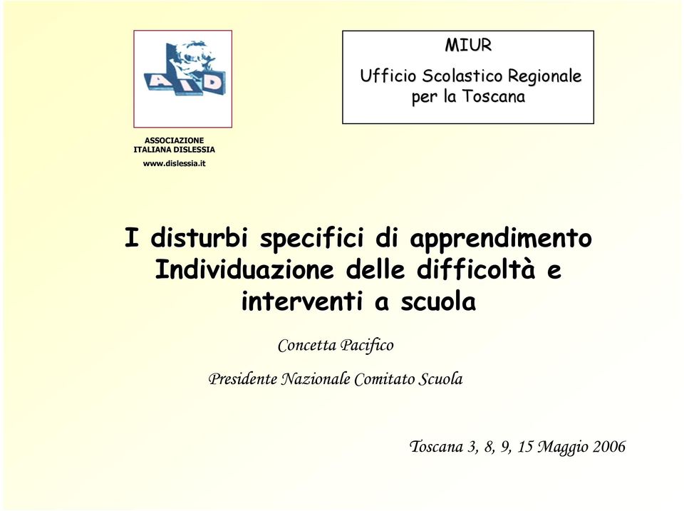 it I disturbi specifici di apprendimento Individuazione delle