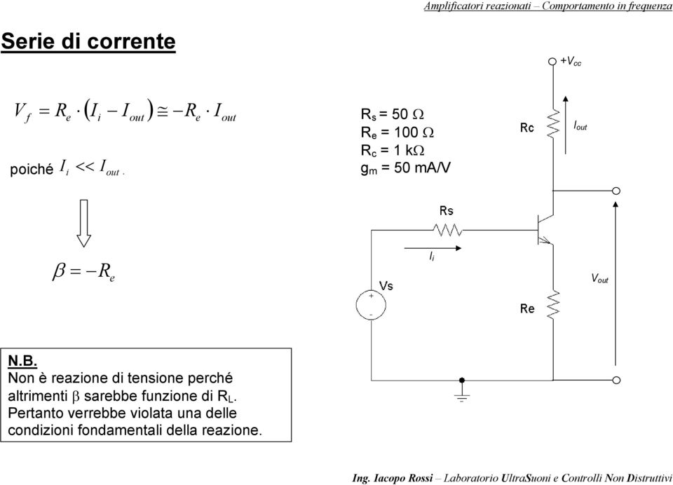 Non è reazione di tensione perché altrimenti β sarebbe funzione