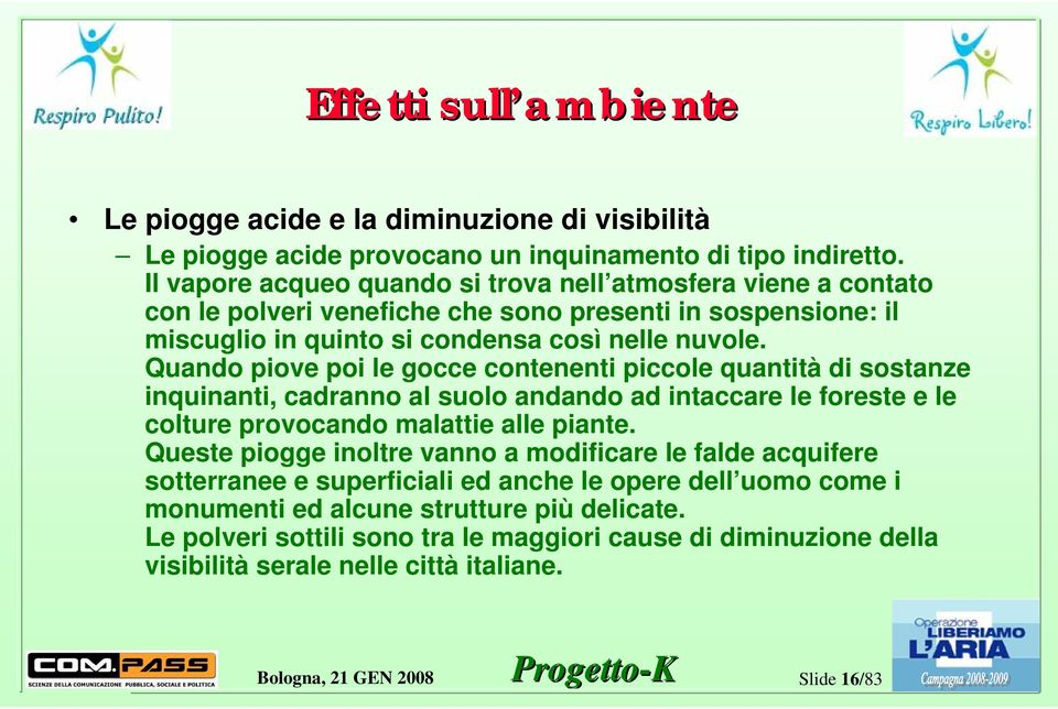 Quando piove poi le gocce contenenti piccole quantità di sostanze inquinanti, cadranno al suolo andando ad intaccare le foreste e le colture provocando malattie alle piante.