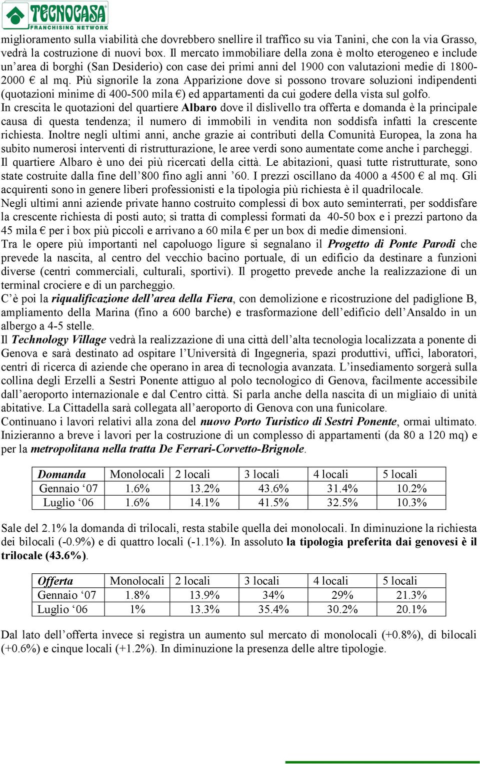 Più signorile la zona Apparizione dove si possono trovare soluzioni indipendenti (quotazioni minime di 400-500 mila ) ed appartamenti da cui godere della vista sul golfo.