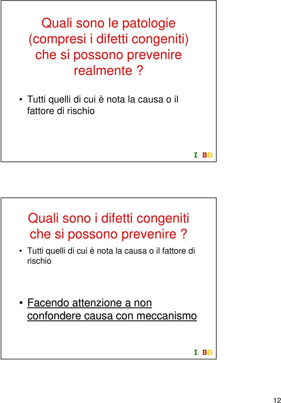 Tutti quelli di cui è nota la causa o il fattore di rischio Quali sono i difetti