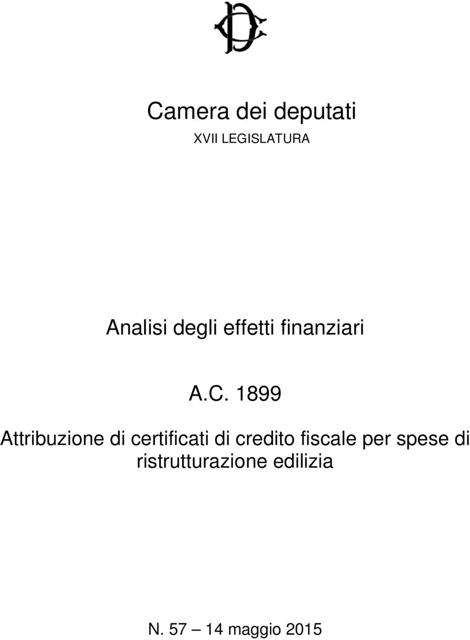 1899 Attribuzione di certificati di credito