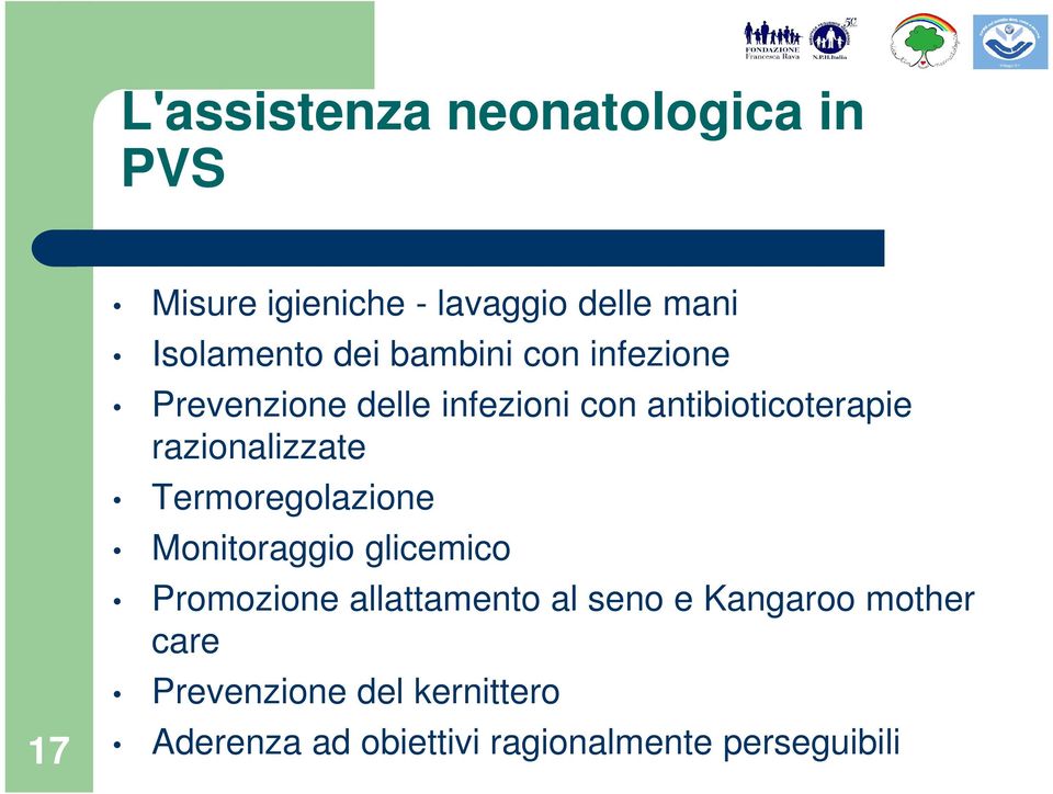 razionalizzate Termoregolazione Monitoraggio glicemico Promozione allattamento al seno