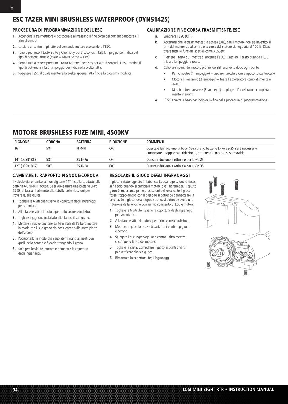 Il LED lampeggia per indicare il tipo di batteria attuale (rosso = NiMH, verde = LiPo). 4. Continuare a tenere premuto il tasto Battery Chemistry per altri 6 secondi.