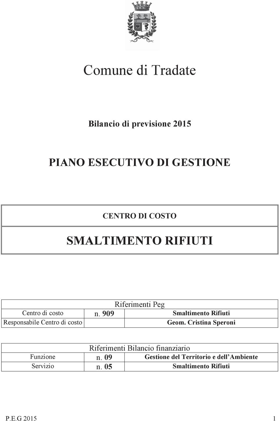 909 Smaltimento Rifiuti Responsabile Centro di costo Geom.