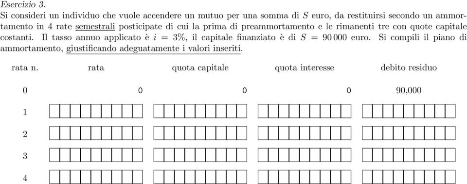 rate semestrali posticipate di cui la prima di preammortamento e le rimanenti tre con quote capitale costanti.