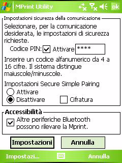Bluetooth (3) 7 Impostazioni sicurezza della comunicazione Selezionare le impostazioni di protezione delle comunicazioni necessarie.