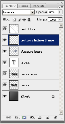 (dovrebbe essere il livello subito sotto) e poi fare click sul pulsante che si trova nella palette dei livelli a destra dell icona fx.