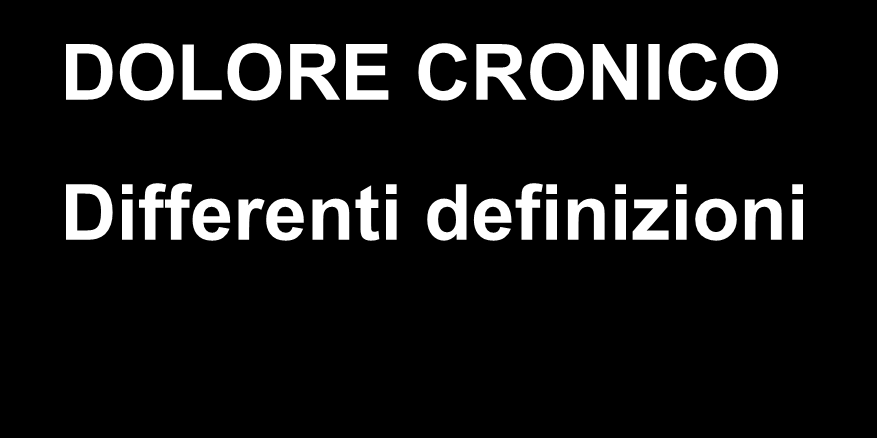 Il Dolore nel Paziente CARATTERISTICHE Temporali DOLORE CRONICO Differenti definizioni In