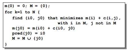 L ALGORITMO DI DIJKSTRA siano i nodi numerati 0..N; l'algoritmo calcola i cammini migliori a partire dal nodo 0.