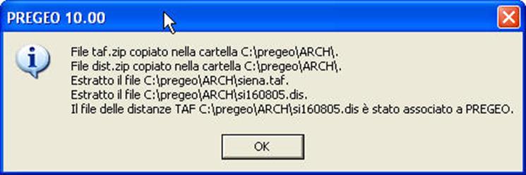inserire i file nella cartella ARCH ; associare automaticamente il file DIS. Fig. 11 Download, estrazione e associazione dei file TAF e DIS 10.5.