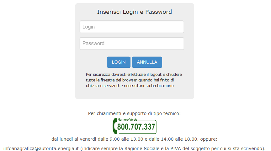 1 Accesso alla raccolta Per accedere alla raccolta Indagine annuale Dati tecnici su esercenti il servizio di vendita di maggior tutela il primo passo da effettuare è autenticarsi inserendo i propri