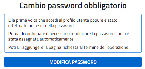 Il sistema visualizza la seguente pagina per l inserire le credenziali di accesso inviate all indirizzo email di contatto.