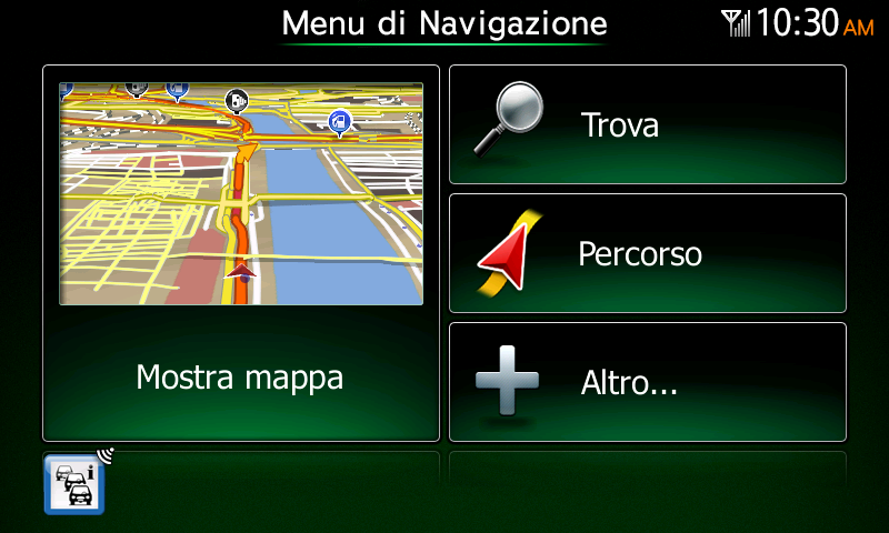 2.3 Menu di Navigazione Il menu di Navigazione consente di accedere a tutte le parti di Clarion Mobile Map.