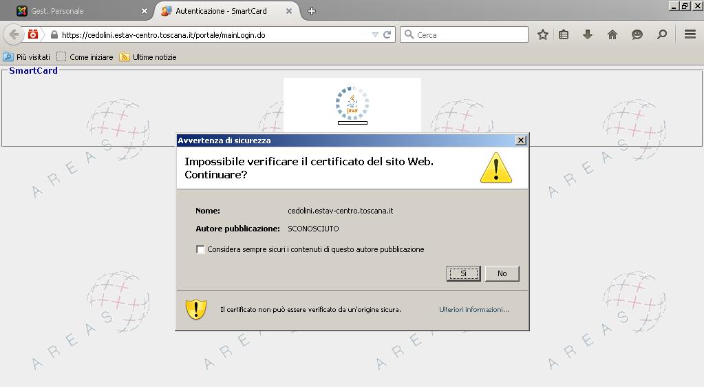 certificato del sito web nel caso si usi Firefox In tal caso spuntare