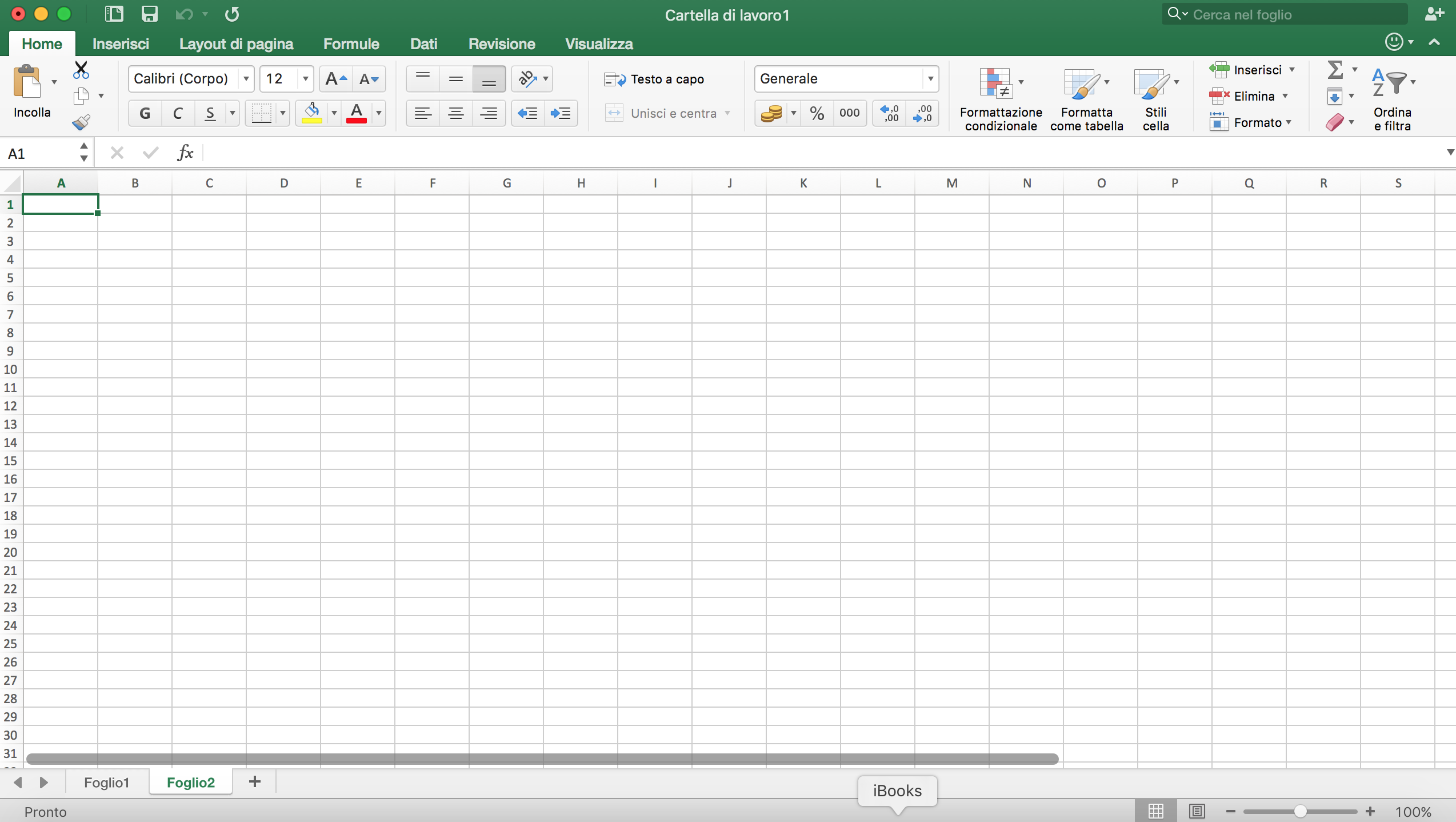 Excel: La finestra di Excel Barra dell applicazione Barra dei menù Barre degli strumenti Barra della formula L intersezione di una riga con una colonna è detta CELLA.