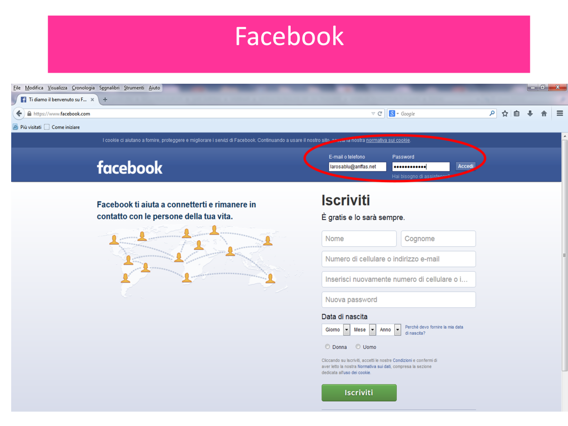 Per entrare dentro Facebook bisogna