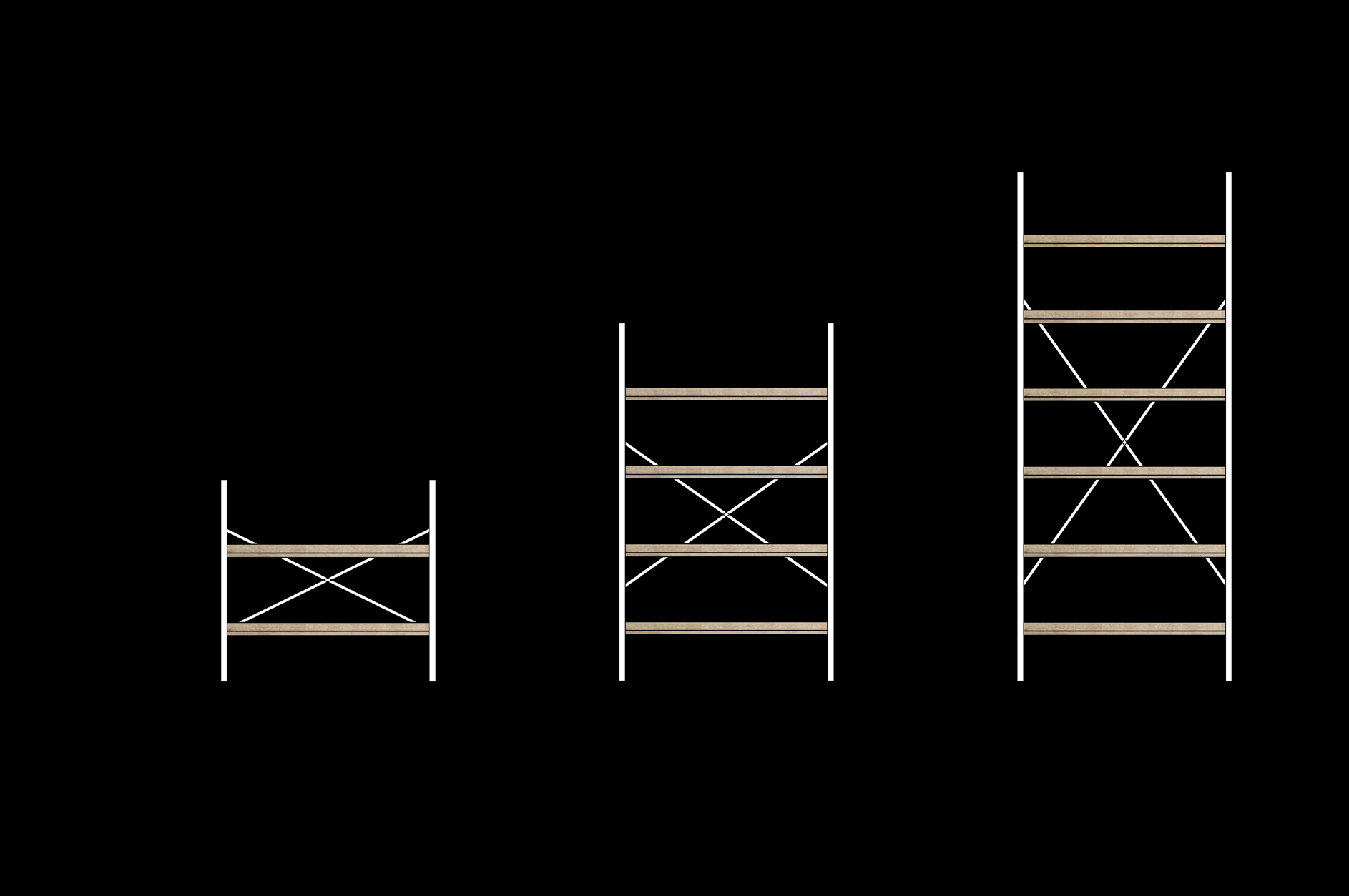 DIMENISONI RIPIANI - FOLDING Étagères dimensions - Folding / Shelves dimensions - Folding / Regale dimensionen - Folding H. 6 cm Sp. 1,8 cm P.